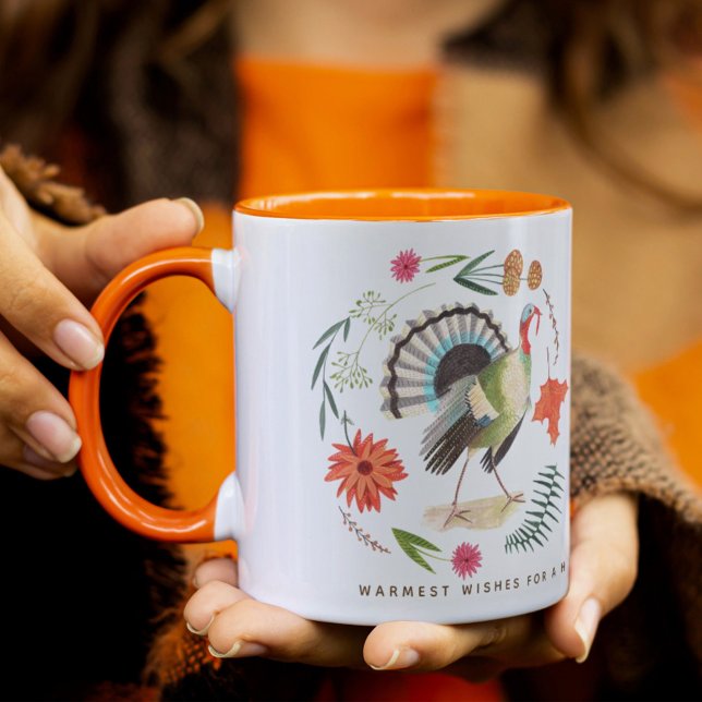 Caneca Dia de Ação de Graças floral peruano (Criador carregado)