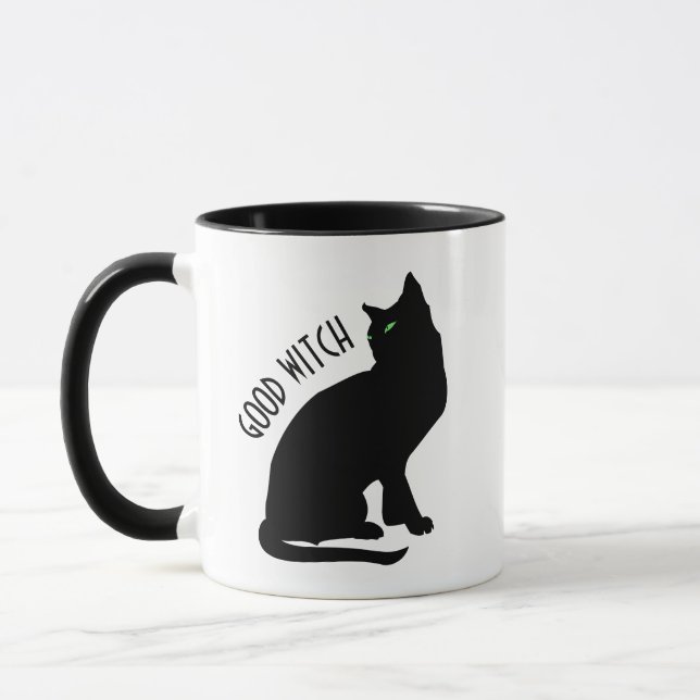 Caneca Dia de as Bruxas engraçado, Bela Bruxa Negra. (Esquerda)
