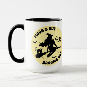 Caneca Dia de as Bruxas engraçado de lua de cheio varreu-