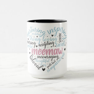 Caneca Dia de as mães/Coração/Cotações Meemaw