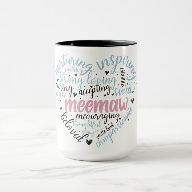 Caneca Dia de as mães/Coração/Cotações Meemaw (Centro)