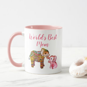 Caneca Dia de as mães de Elefante de Cores Aquáticas, Cor