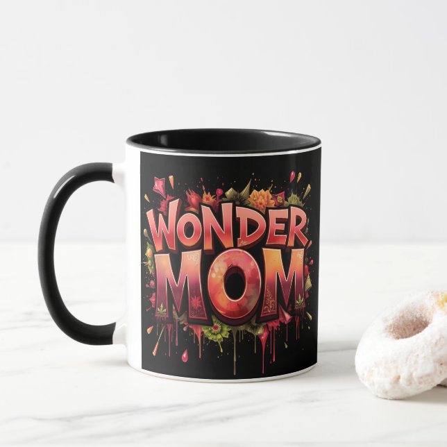 Caneca Dia de as mães de Flores de Cotação da Mãe Maravil (Com Donut)