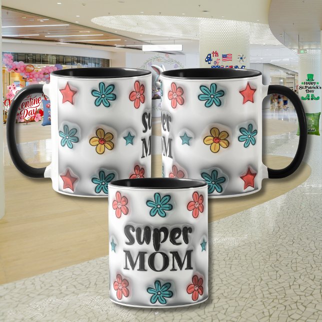 Caneca Dia de as mães "Efeito 3D" (Criador carregado)