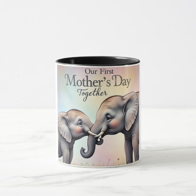 Caneca Dia de as mães Elefante Junto Dia de as mães (Centro)