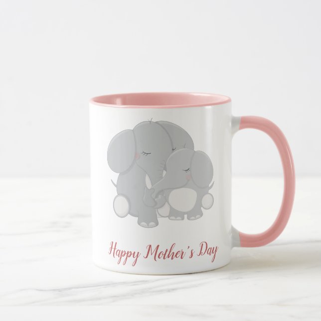 Caneca Dia de as mães Feliz da Mãe e do Elefante para Beb (Direita)