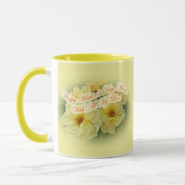 Caneca Dia de as mães Feliz - Rosas Amarelas (Esquerda)