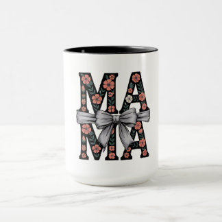 Caneca Dia de as mães Gift-Vintage, Arco Floral MAMA