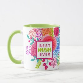 Caneca Dia de as mães Personalizado Melhor Mãe Nunca Flor