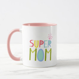Caneca DIA DE AS MÃES SUPER MOM Aniversário Moderno de Na