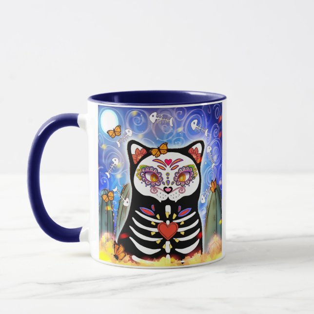 Caneca Dia De Los Muertos Black Cat Mug (Esquerda)