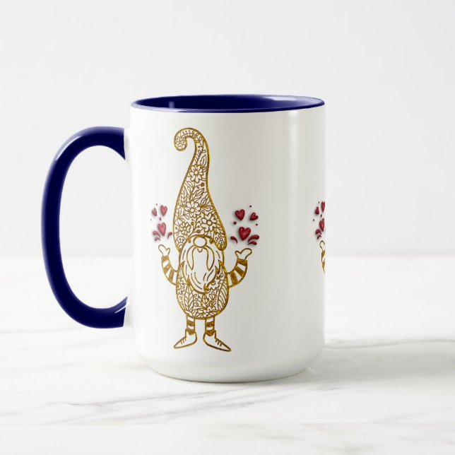 Caneca dia de os namorados bonitinho, abraços de gnomo (Esquerda)