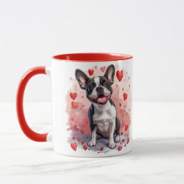 Caneca Dia de os namorados Boston Terrier Dog