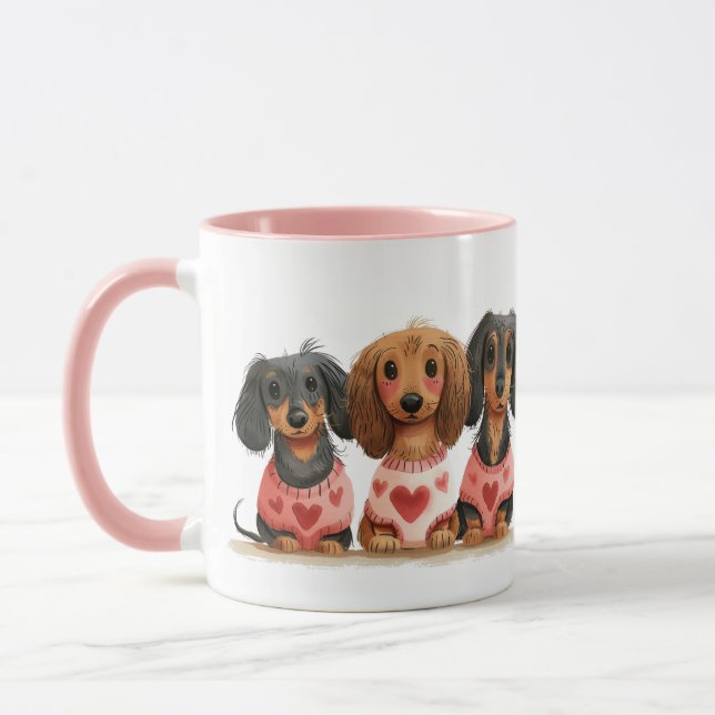 Caneca Dia de os namorados Dachshund Dogs (Esquerda)