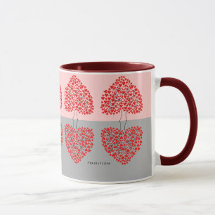 Caneca Dia de os namorados de árvore cardíaca (vermelho
