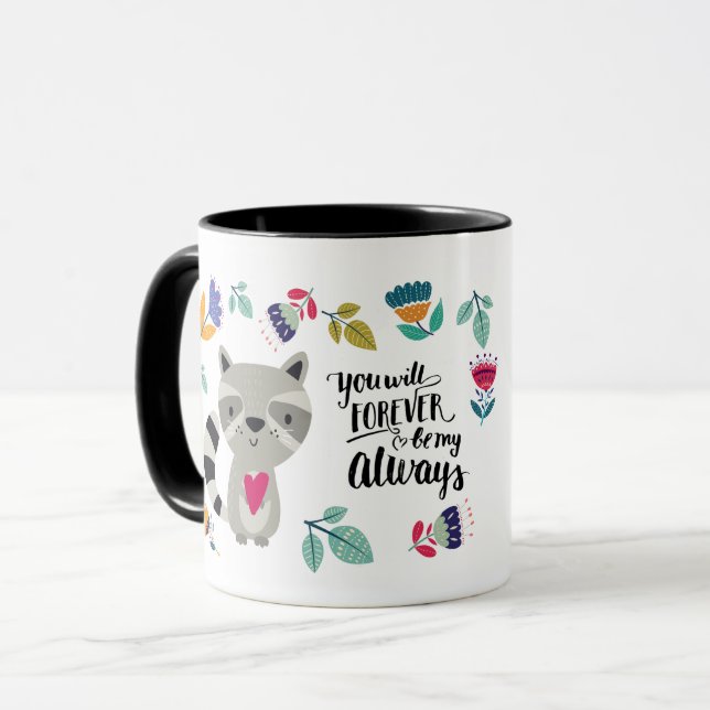 Caneca Dia de os namorados Funny Raccoon Gift (Frente Esquerda)
