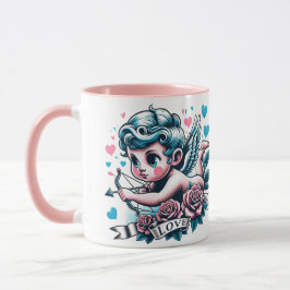 Caneca Dia de os namorados gordo rosa-rosa