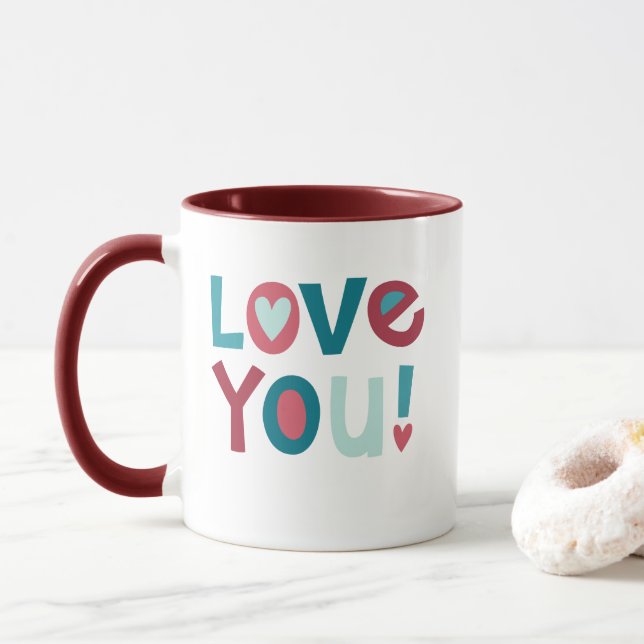 Caneca Dia de os namorados moderno te ama (Com Donut)
