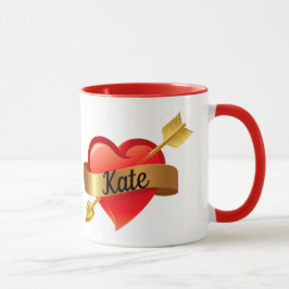 Caneca Dia de os namorados Red Heart Custom Name Mug Cup