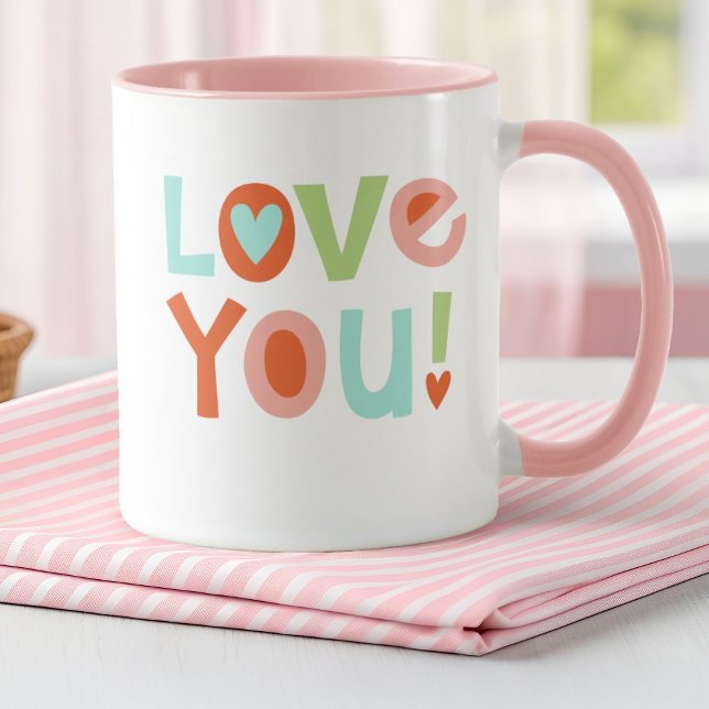 Caneca Dia de os namorados Rosa Bonito Te Ama (A cute Valentine's Day "love you" mug. makes a great gift for a girl or a girlfriend.)