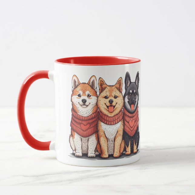 Caneca Dia de os namorados Shiba Inu Dogs (Esquerda)