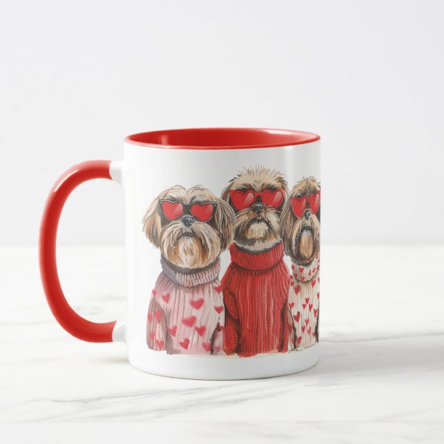 Caneca Dia de os namorados Shih Tzu Dogs (Esquerda)