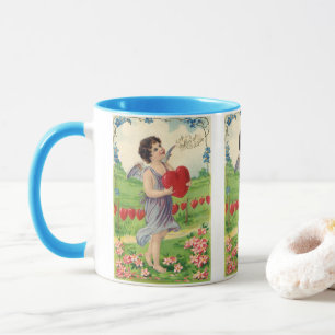 Caneca Dia de os namorados Vitoriano Vintage, Anjo com Co