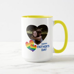 Caneca Dia de os pais de Corações Arco-Íris LGBT