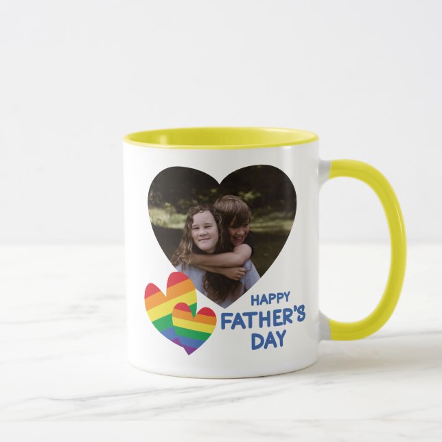 Caneca Dia de os pais de Corações Arco-Íris LGBT (Direita)