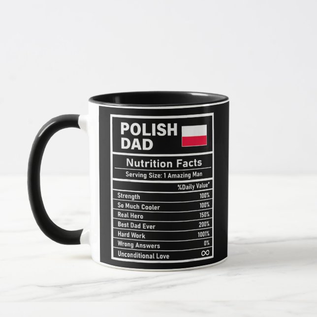 Caneca Dia de os pais de Fatos Nutricionais Poloneses (Esquerda)
