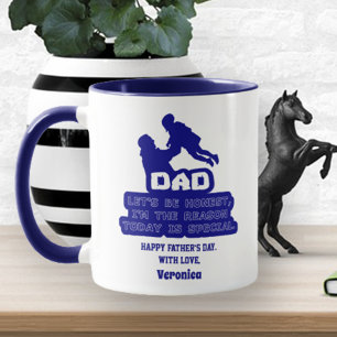 Caneca Dia de os pais Engraçado Nome Personalizado Azul