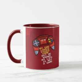 Caneca Dia de os pais Engraçado Red Joystick Saudação