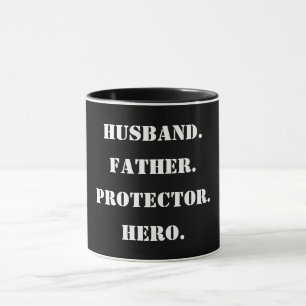 Caneca Dia de os pais Stencil Marido Padre Protetor Herói