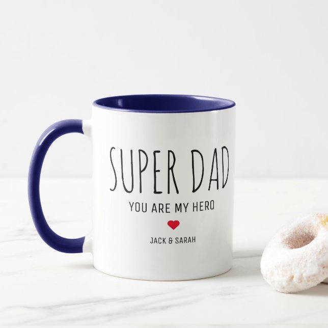 Caneca Dia de os pais Super Pai Coffee Mug (Com Donut)