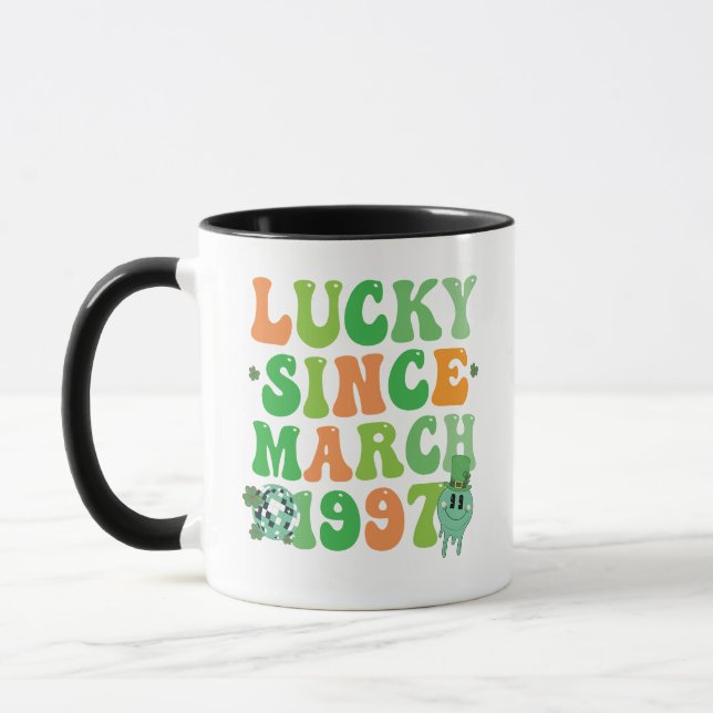 Caneca Dia de São Patrício Engraçado Sorte Desde Março De (Esquerda)
