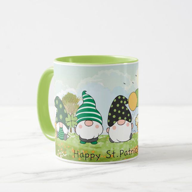 Caneca Dia de São Patrício Gnomos Mug (Frente Esquerda)
