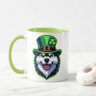 Caneca Dia de São Patrício Irlandês Shamrock Siberian Hus