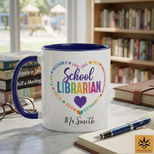 Caneca Dia do Bibliotecário Escolar Personalizado Nome