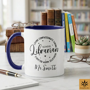 Caneca Dia do Bibliotecário Escolar Personalizado Nome