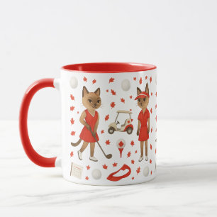 Caneca Dia do Canadá temido pelo golfista que ama gatos