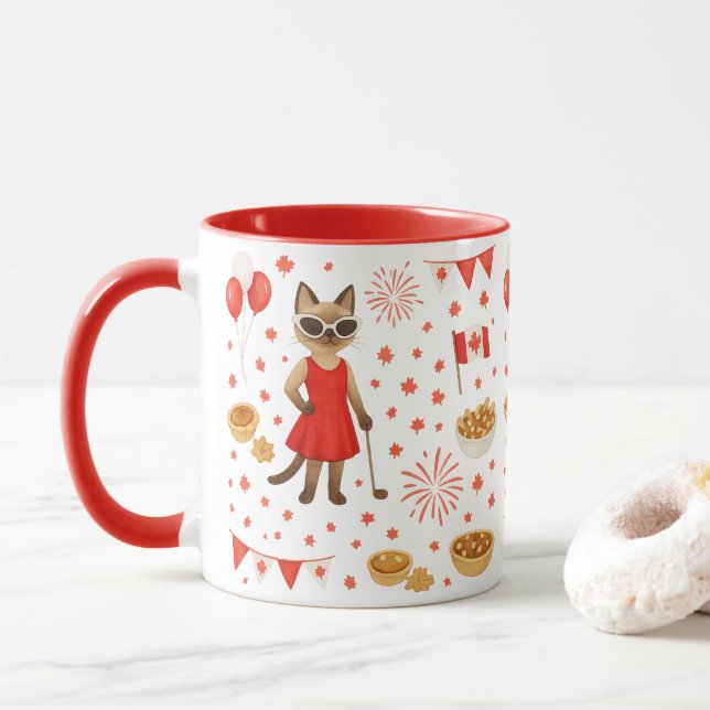 Caneca Dia do Canadá temido pelo golfista que ama gatos (Com Donut)