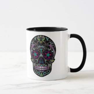 Caneca Dia do crânio inoperante do açúcar - colorida