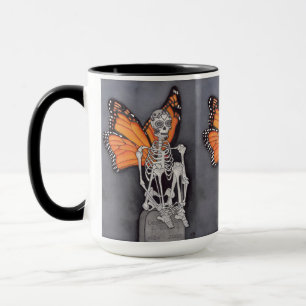 Caneca Dia do Esqueleto da Borboleta Morta de Halloween