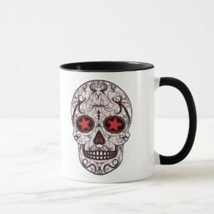 Caneca Dia do Fractal vermelho & preto inoperante do