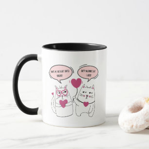 Caneca Dia dos Namorados Casal de Gatos Engraçados e Sarc