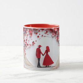 Caneca Dia dos Namorados Casal Romântico Silhueta Amor