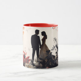 Caneca Dia dos Namorados Casal Romântico Silhueta Amor