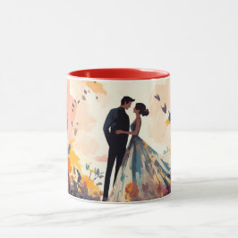 Caneca Dia dos Namorados Casal Romântico Silhueta Amor