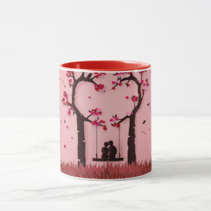 Caneca Dia dos Namorados Casal Romântico Silhueta amor 