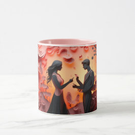 Caneca Dia dos Namorados Casal Silhueta Romântica Amor
